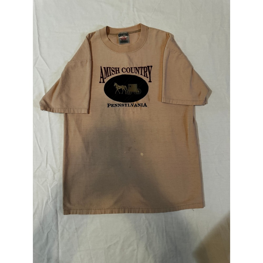 Vintage Amish Country Pennsylvania Oneita USA Tourist Tee Grunge Core Medium